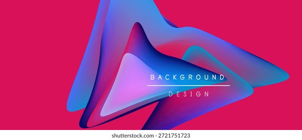 Las Formas geométricas Abstractas se superponen, creando vibrantes Gradientes azules y púrpuras sobre fondo rosa. El texto lee el diseño de fondo. Visual moderno y dinámico.
