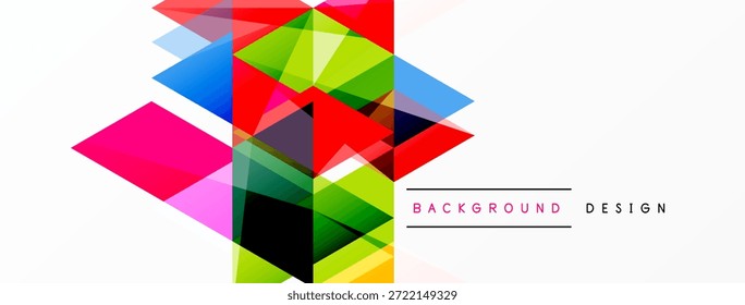 Las Formas geométricas Abstractas se superponen, creando una composición vibrante y colorida. El espacio en blanco equilibra los Elementos de diseño. Estética moderna.