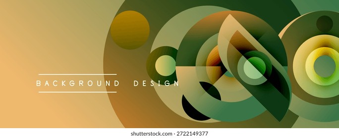 Las Formas geométricas Abstractas se superponen, creando una composición visual dinámica. Colores de oro mezclado, verde, marrón para la estética moderna.