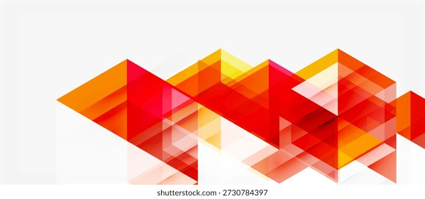 Abstract geometric shapes overlap, creating vibrant orange, red tones. Minimalist design with clean lines, modern aesthetic.