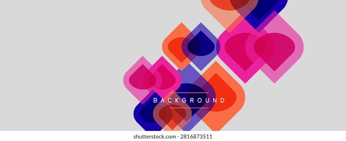 Abstract geometric shapes overlap, creating vibrant colorful background. Modern design with gradient hues, dynamic composition.