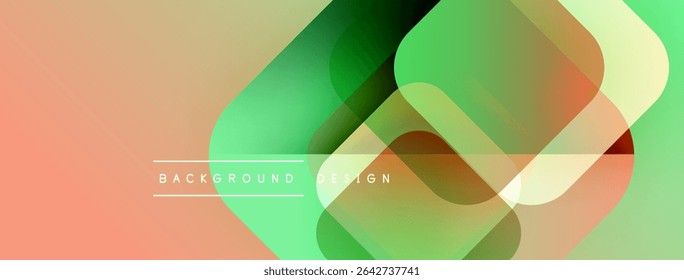 Abstract geometric shapes overlap. Gradient colors blend, creating modern design. Soft hues suggest calm atmosphere. Minimalist style.