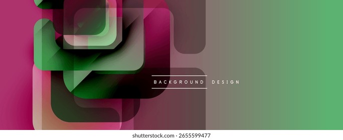 Formas geométricas abstratas se sobrepõem. As cores de gradiente criam um design moderno. Estilo minimalista com elemento de texto presente.