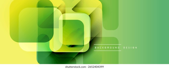 Abstract geometric shapes overlap. Green, yellow hues create modern design. Minimalist style, clean lines suggest innovation, freshness.