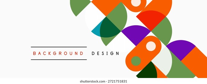 Las Formas geométricas Abstractas se superponen. Los tonos naranja, verde y púrpura dominan el fondo blanco. Elemento de diseño moderno para Anuncios, presentaciones.
