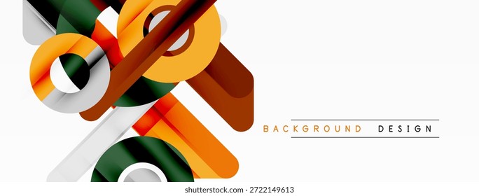 Las Formas geométricas Abstractas se superponen. Los colores naranja, marrón y verde dominan el fondo blanco. Elemento de diseño moderno para Anuncios, presentaciones.
