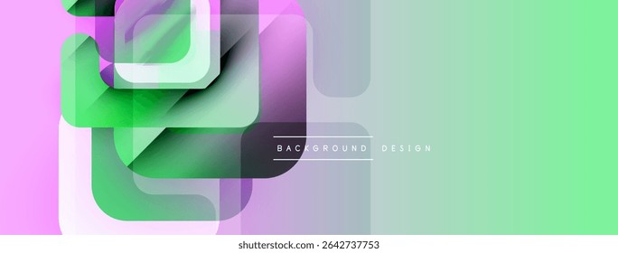 Abstract geometric shapes overlap. Pastel colors blend, creating modern background design. Minimalist style, smooth gradients present.