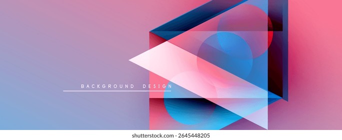 Abstract geometric shapes overlap. Pink, blue hues blend, creating modern design. Subtle gradient background enhances visual appeal.