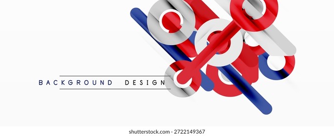 Las Formas geométricas Abstractas se superponen. Los colores rojo, blanco y azul crean una composición dinámica. Diseño minimalista adecuado para fondos.