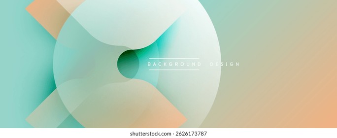 Formas geométricas abstratas se sobrepõem. As cores pastel suaves se misturam, criando um efeito visual moderno. Design minimalista adequado para fundos.