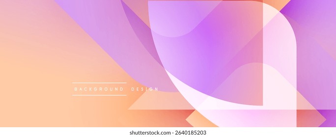 Abstract geometric shapes overlap. Soft gradients create warm, pastel color scheme. Modern design suitable for backgrounds, banners.