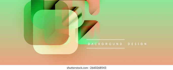 Abstrakte geometrische Formen überlappen sich. Weiche Farbverläufe schaffen ein modernes, lebendiges Hintergrunddesign. Helle Farben dominieren die Komposition.