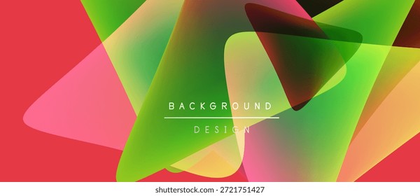 Las Formas geométricas Abstractas se superponen. Los colores vibrantes se mezclan, creando un efecto visual dinámico. El texto lee el diseño de fondo.