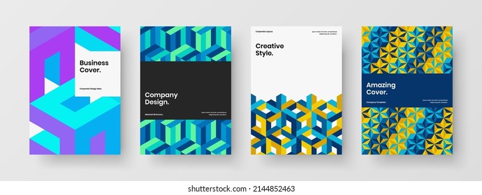 Resumen de las formas geométricas conjunto de diseño de folletos. Conjunto de conceptos de vector de diseño A4 de identidad corporativa de moda.