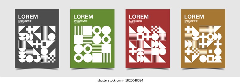 Abstract geometric shapes pattern, Bauhaus minimal art design background. Modern circle, triangle and square Bauhaus pattern backgrounds, posters and covers trendy