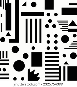 abstract geometric shapes pattern and black and white vector, in the style of minimalist geometric shapes, minimalist geometric