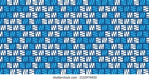 Abstract Geometric Shapes Pattern, Checkered Retro Style Texture on Blue Background, Design Element in Editable Vector Format