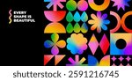 Abstract Geometric Shapes Pattern with Gradient. Modern Design Elements. Simple Memphis Graphic