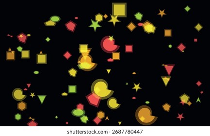 Abstract Geometric Shapes Pattern on Black Background for Graphic Design