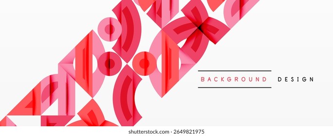 Abstract geometric shapes, pink hues, white background. Modern design elements create dynamic visual texture. Minimalist style.