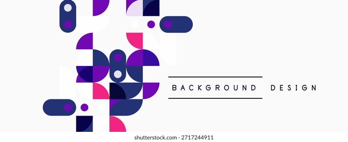 Abstract geometric shapes, pinks, purples, blues over white background. Modern design element for digital projects.