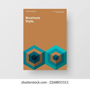 Resumen del concepto de rótulo de formas geométricas. Ilustración del diseño del vector A4 del folleto Vivid.