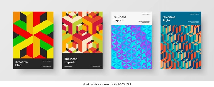 Abstract geometric shapes poster illustration set. Creative front page design vector concept collection.