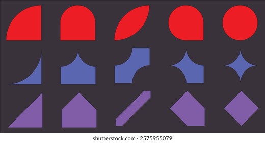 Abstract Geometric Shapes in Red, Blue, and Purple