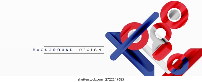 Formas geométricas Abstractas, rojo y azul, sobre fondo blanco. Diseño minimalista, estética moderna, líneas limpias presentes.