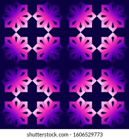 Abstract geometric shapes seamless pattern. Neon violet gradient wallpaper. Vector texture for wrapping paper, web page backgrounds, etc.