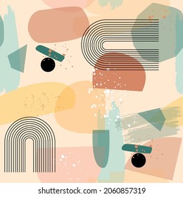 Abstract geometric shapes seamless pattern. Modern trend minimalist style for wall decoration, social media, wallpapers, print, t-shirt