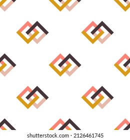 Abstract geometric shapes seamless pattern with connected rhombuses. Modern retro style wallpaper. Vector illustration.	
