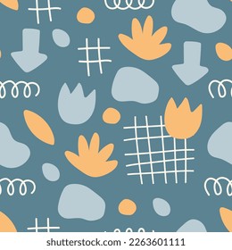 Resumen de las formas geométricas sin costura. Moderno vector de tracción manual para diseño minimalista de papel pintado