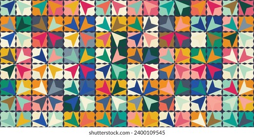 Abstract geometric shapes seamless pattern. Vector illustration. Ideal for print, cover, textile, wallpaper, fabrics and clothing. 