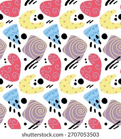 Abstract Geometric Shapes Seamless pattern. Art Vector Pattern Isolated Background. Hand Drawing