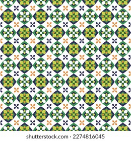 Abstract Geometric Shapes Seamless Vector Pattern Hypnotic Psychedelic Retro Squares Diamonds Azulejos Moroccan Style  Mosaic Colorful Trendy Pattern Perfect for Allover Print Green Blue Tones