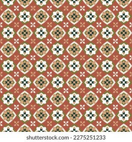 Abstract Geometric Shapes Seamless Vector Pattern Hypnotic Psychedelic Retro Squares Diamonds Azulejos Moroccan Style  Mosaic Colorful Trendy Pattern Perfect for Allover Print Amber Brown Tones