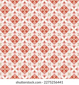 Abstract Geometric Shapes Seamless Vector Pattern Hypnotic Psychedelic Retro Squares Diamonds Azulejos Moroccan Style  Mosaic Colorful Trendy Pattern Perfect for Allover Print Pastel Pink Tones