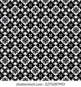 Abstract Geometric Shapes Seamless Vector Pattern Hypnotic Psychedelic Retro Squares Diamonds Azulejos Moroccan Style  Mosaic Colorful Trendy Pattern Perfect for Allover Print Black Gray Tones
