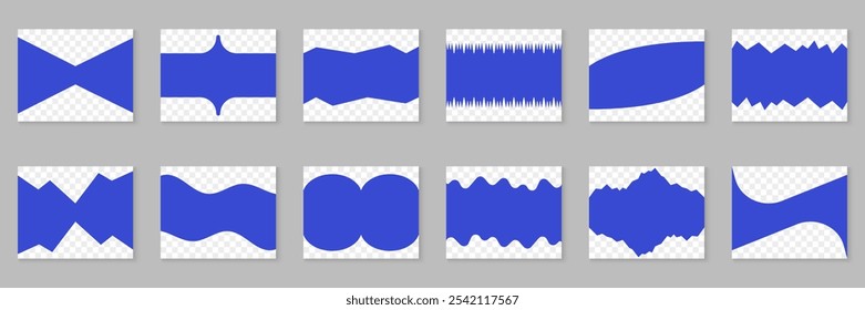 Conjunto de Formas geométricas Abstractas. Separador Abstractas para página de Web. Elementos de diseño mínimos curvos para la decoración del Sitio web. Ilustración vectorial aislada.