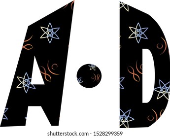 Abstract geometric shapes in the shape of letters filled with pattern vector illustration. eps-10