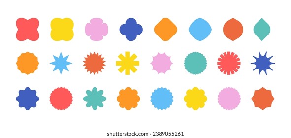 Abstract geometric shapes. Simple empty banners. Minimalistic geometry figures, basic forms. Various round elements and silhouette for template, vector set. Colorful isolated collection