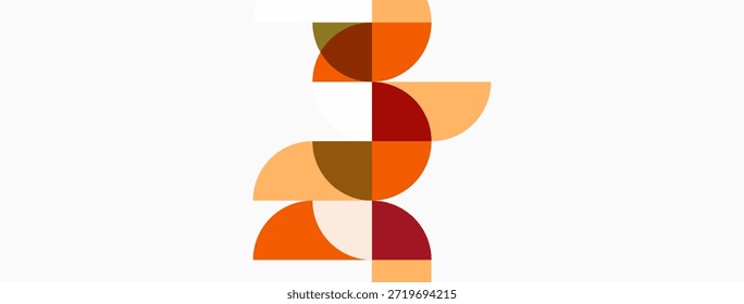 Formas geométricas Abstractas apiladas verticalmente. Los colores cálidos dominan la composición, creando un impacto visual moderno. Diseño sencillo.