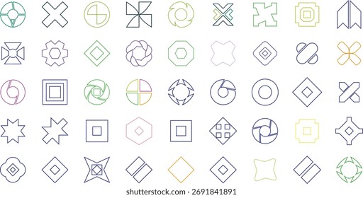 Formas geométricas Abstractas y símbolos Conjunto de iconos de Vector Ilustración Elementos de diseño
