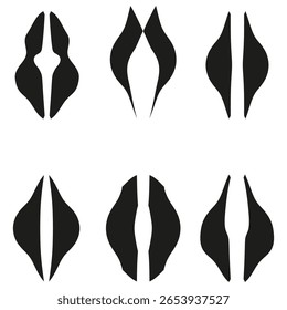 Formas geométricas Abstractas. Diseños de Vector simétricos. Ilustración de patrón de ojos. Elementos gráficos negros