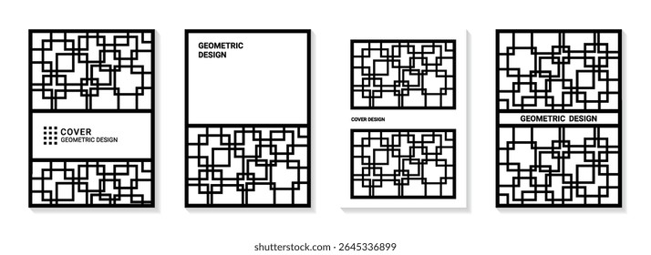 Plantilla de Formas geométricas Abstractas para póster, portada y flyer. Elemento de diseño geométrico color blanco y negro