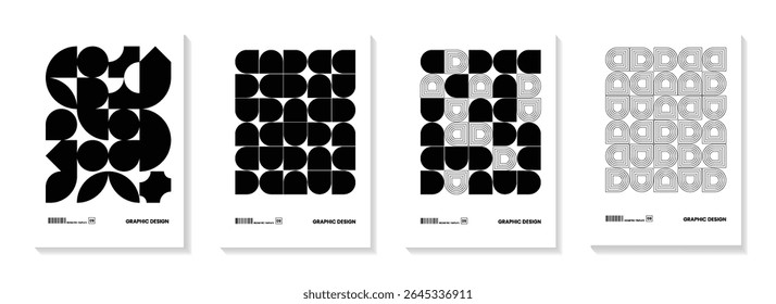 Abstrakte geometrische Formen Vorlage für Poster, Cover und Flyer. Geometrisches Design Element schwarz-weiß Farbe