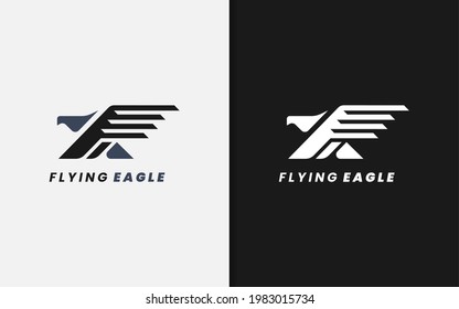 Abstract Geometric Shapes That Form an Flying Eagle Silhouette Logo Design.