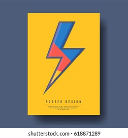 Abstract Geometric Shapes Thunder Icon Cover Design layout for banners, wallpaper, flyers, invitation, posters, brochure, voucher discount - Vector illustration template