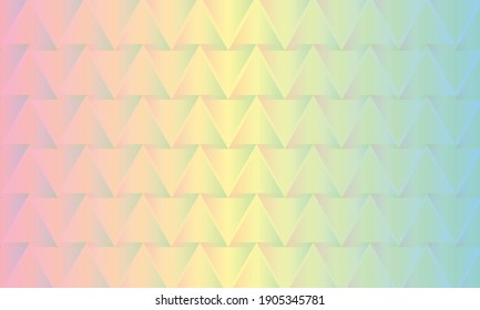 Abstract geometric shapes of triangles on a glowing pink, yellow, blue background.